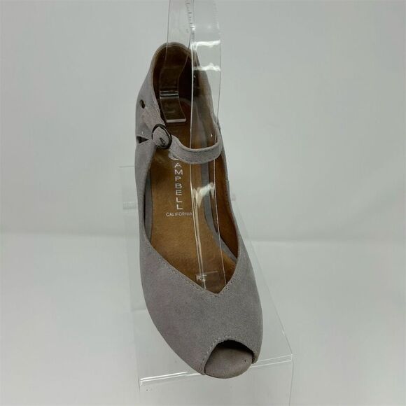 Jeffrey Campbell Women's Light Gray Peep Toe Wedge Heels Size 6 Classic Summer - Picture 2 of 15